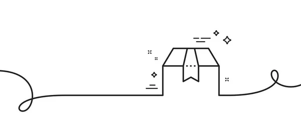 Paketkasten Zeilen Symbol Kontinuierlich Eine Linie Mit Locke Lieferung Paketschild — Stockvektor