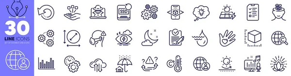 Anxiety International Copyright Lotus Line Icons Pack Augmented Reality Recovery — Stock Vector