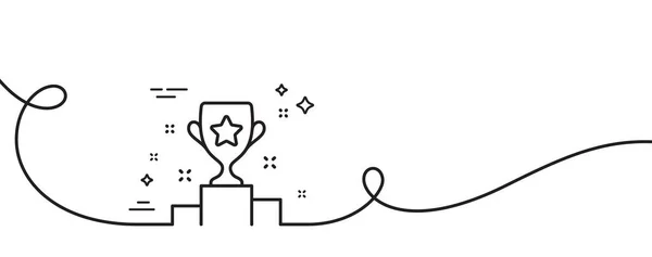 Піктограма Лінії Кубку Переможця Безперервна Одна Лінія Завитком Нагорода Трофей — стоковий вектор