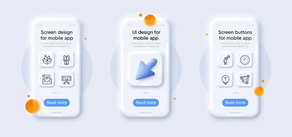 Szlafrok Przesuń Górę Ikony Linii Wideokonferencji Pakiet Makiety Telefonu Kursorem — Wektor stockowy