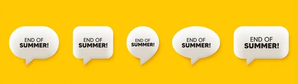 夏季销售结束了 3D聊天语言泡沫设置 特别报价的标志 广告折扣符号 结束夏天的演讲 对话框信息图形 — 图库矢量图片