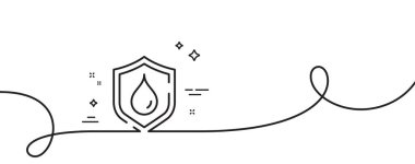 Suya dayanıklı çizgi simgesi. Kıvrımlı tek bir çizgi. Su geçirmez kalkan işareti. Koruma sembolünü bırak. Su geçirmez tek şerit. Döngü eğrisi modeli. Vektör