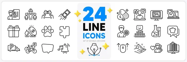Icone Set Puzzle Chat Messaggio Smile Linea Icone Pack App — Vettoriale Stock