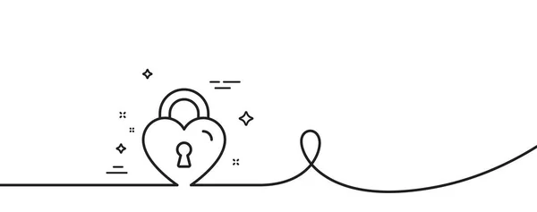 爱情锁线图标 连续一行与卷曲 蜜月桥储物柜标志 夫妻关系的象征 爱情锁定单一轮廓带 循环曲线模式 — 图库矢量图片