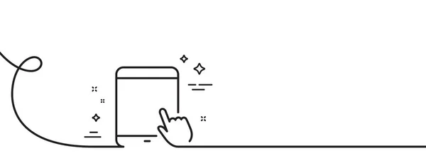 平板电脑图标 连续一行与卷曲 带有手动光标的移动设备 触摸屏小工具符号 单片Pc单带轮廓 循环曲线模式 — 图库矢量图片