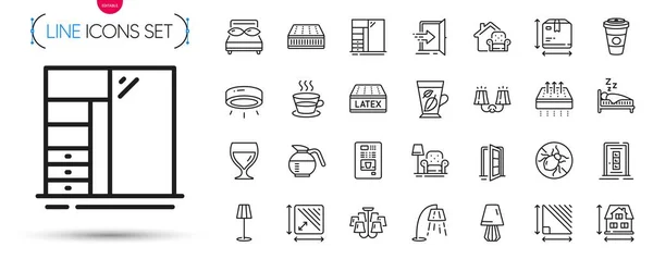 Pack Stand Lamp Led Lamp Takeaway Coffee Line Icons Include — Stock Vector