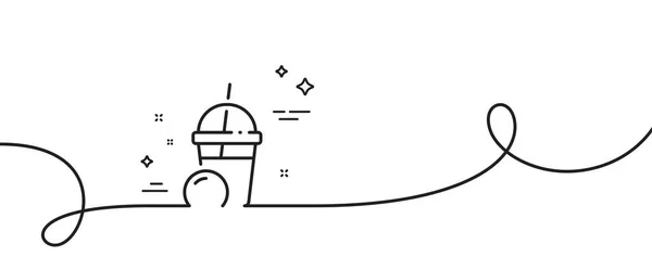 Значок Линии Молочного Коктейля Мороженого Непрерывная Одна Линия Кудряшками Знак — стоковый вектор
