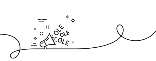 Ole圣歌线图标 连续一行与卷曲 有扩音器标志的锦标赛 体育赛事的标志 Ole诵读单一轮廓带 循环曲线模式 — 图库矢量图片