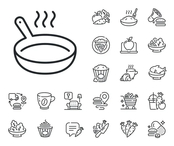 Cooking Sign Crepe Sweet Popcorn Salad Outline Icons Frying Pan — Stock Vector
