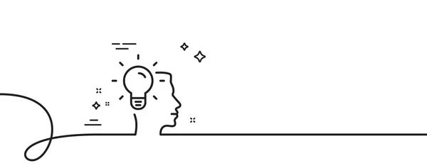 业务理念线图标 连续一行与卷曲 灯泡的符号 人头标志 想法单一的轮廓带 循环曲线模式 — 图库矢量图片