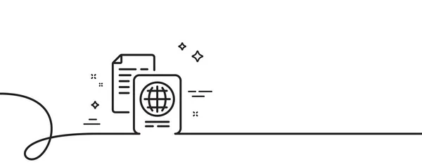 Zeilensymbol Für Passdokumente Kontinuierlich Eine Linie Mit Locke Datei Seite — Stockvektor