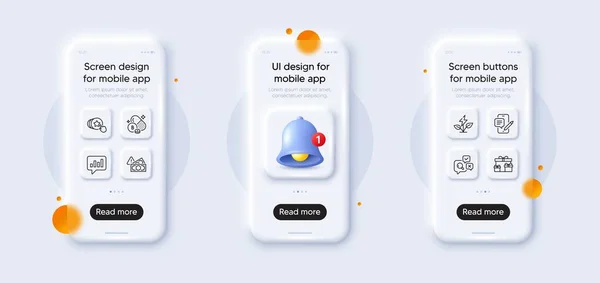 Chat Analitica Hold Heart Eco Power Line Pack Icone Mockup — Vettoriale Stock