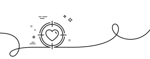 Heart Target Aim Line Icon Continuous One Line Curl Love — Stock Vector