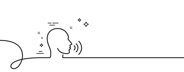 人类的歌唱线图标 连续一行与卷曲 说话标志 人说话的象征 人类唱单一轮廓丝带 循环曲线模式 — 图库矢量图片