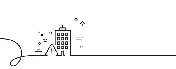Ikona Ostrzegawcza Budynku Ciągła Linia Lokami Znak Trójkąta Uwagi Symbol — Wektor stockowy