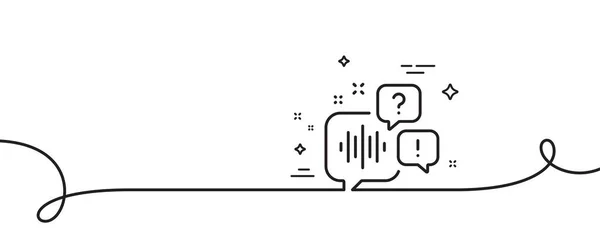 语音信箱图标 连续一行与卷曲 音频消息标志 听音乐符号 语音邮件单带轮廓 循环曲线模式 — 图库矢量图片