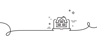 Emlakçı çizgisi ikonu. Kıvrımlı tek bir çizgi. Emlakçı imzası. Emlak acentesinin sembolü. Emlakçı tek taslak şerit. Döngü eğrisi modeli. Vektör