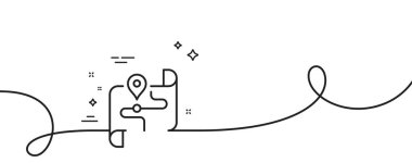Harita çizgisi simgesi. Kıvrımlı tek bir çizgi. Yol tabelası. Yolculuk mesafesi sembolü. Tek bir taslak şerit haritası çıkar. Döngü eğrisi modeli. Vektör