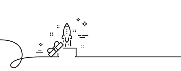 Иконка Коробки Непрерывная Одна Линия Кудряшками Запуск Проекта Знак Символ — стоковый вектор