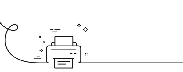 プリンターアイコン カールとの連続した1行 プリントアウト電子デバイスサイン オフィス機器シンボル プリンターの単一の概要のリボン ループ曲線パターン ベクター — ストックベクタ