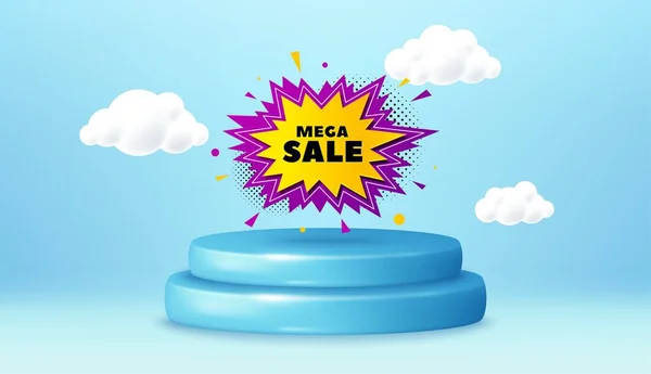 Mega Sale Sticker Winner Podium Base Product Offer Pedestal Discount — Stock Vector