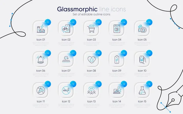 앱을위한 실험실 온라인 스토리지 아이콘 자전거 아이콘 세탁물 Glassmorphism 벡터는 — 스톡 벡터