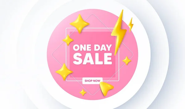 One Day Sale Tag Neumorphic Promotion Banner Special Offer Price — Stock Vector