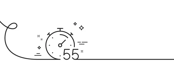 Timer Minuten Zeilensymbol Kontinuierlich Eine Linie Mit Locke Stoppuhr Zeitzeichen — Stockvektor