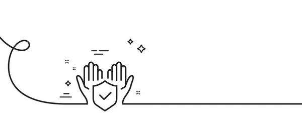 Versicherungs Hände Linie Symbol Kontinuierlich Eine Linie Mit Locke Zeichen — Stockvektor
