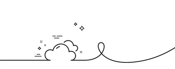 曇った天気ラインアイコン カールとの連続した1行 雲サイン スカイシンボル 曇りの天気シングルアウトラインリボン ループ曲線パターン ベクター — ストックベクタ