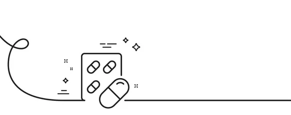 Піктограма Лінії Капсули Безперервна Одна Лінія Завитком Знак Медичних Препаратів — стоковий вектор