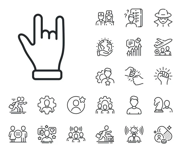 Two Fingers Palm Sign Specialist Doctor Job Competition Outline Icons — Stock Vector