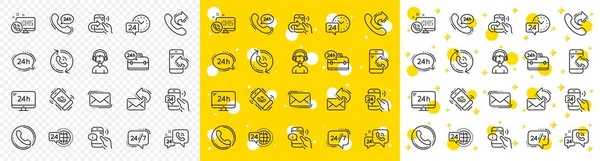 Set Callback Feedback Call Support Chat Message Icons Processing Line — Stock Vector
