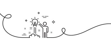 Yaratıcı fikir çizgisi ikonu. Kıvrımlı tek bir çizgi. İnsan başlatma işareti. İlham sembolü. Yaratıcı fikir tek ana hatlı kurdele. Döngü eğrisi modeli. Vektör