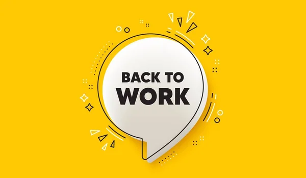 Back Work Tag Speech Bubble Yellow Banner Job Offer End — Stock Vector