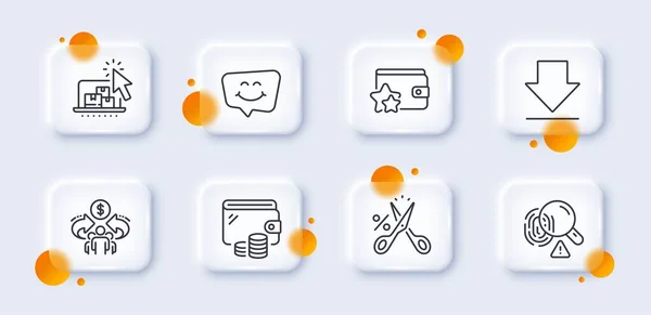 Portemonnaie Smile Chat Und Loyalty Programm Line Icons Packen Glasknöpfe — Stockvektor