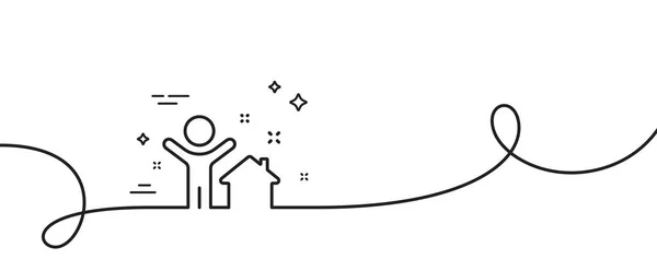 Ikona Nowej Linii Domowej Ciągła Linia Lokami Znak Budowy Domu — Wektor stockowy