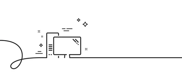 Значок Компьютерной Линии Непрерывная Одна Линия Кудряшками Знак Компонента Монитор — стоковый вектор