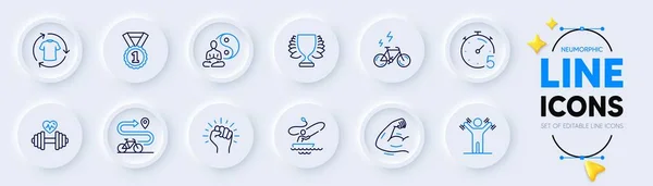 Change Clothes Empower Bike Path Line Icons Web App Pack — Stock Vector