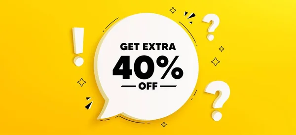 Get Extra Percent Sale Chat Speech Bubble Banner Questions Discount — Stock Vector