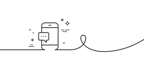 Smartphone Ícone Mensagem Contínua Uma Linha Com Ondulação Sinal Telemóvel — Vetor de Stock