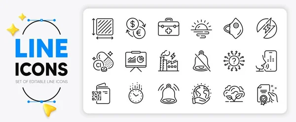 First Aid Mute Question Mark Line Icons Set App Include — Stock Vector
