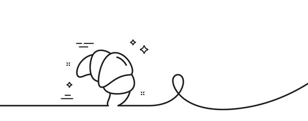 Піктограма Лінії Круасанів Безперервна Одна Лінія Завитком Знак Хлібобулочних Виробів — стоковий вектор