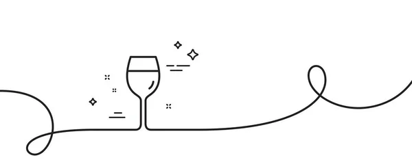 酒玻璃线图标 连续一行与卷曲 波尔多玻璃标志 酒杯单轮廓彩带 循环曲线模式 — 图库矢量图片