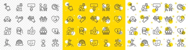 Outline Smile Chat Education Online Voting Line Icons Pack Web - Stok Vektor