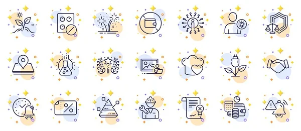 Outline Set Love Cooking Attention Bell Chemistry Lab Line Icons — Stock Vector