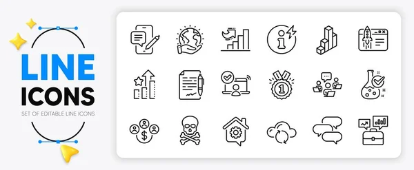 Agreement Document Talk Bubble Phone Chat Line Icons Set App — Stock Vector