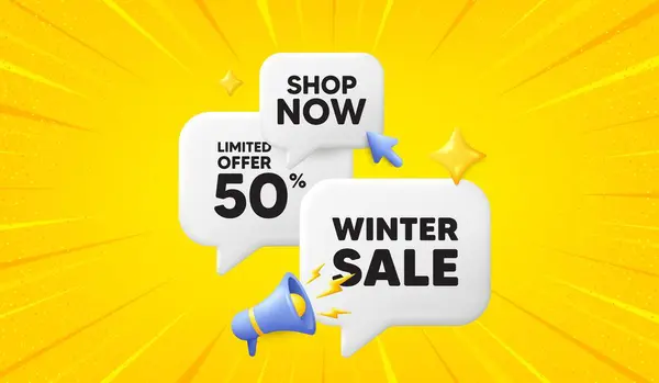 Vinterlapp Erbjuder Pratbubblor Specialerbjudande Pris Tecken Reklam Rabatter Symbol Vinterförsäljning — Stock vektor
