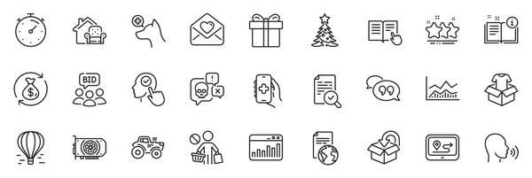 Icons Pack Read Instruction Select User Timer Line Icons App — Stock Vector