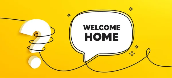 Bentornato Casa Banner Chat Linea Continua Offerta Invito Casa Ciao — Vettoriale Stock